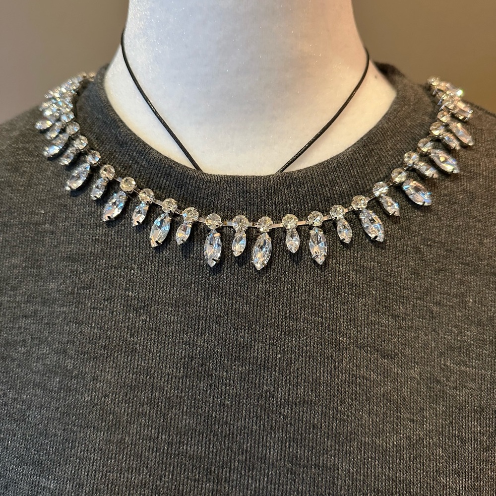 Zara Charcoal Sweater with Embellished Neckline